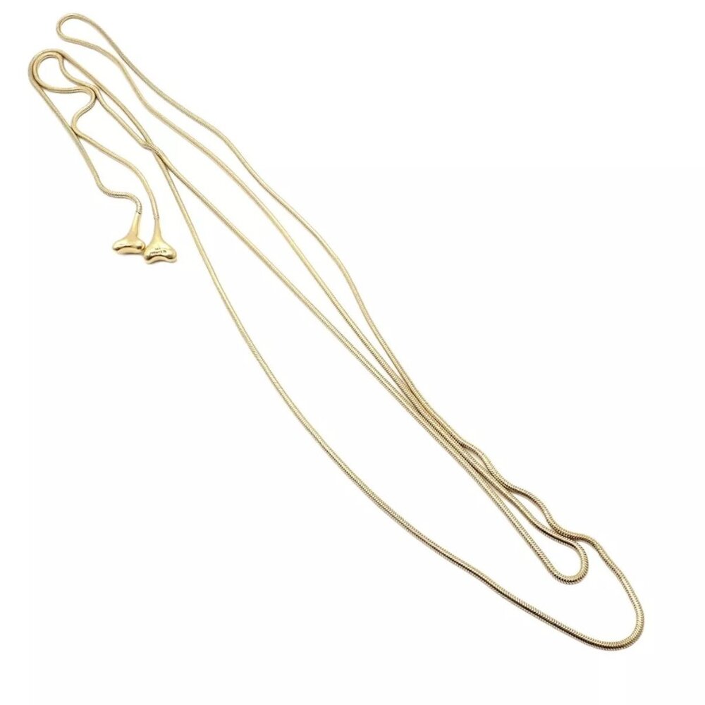 Authentic! Vintage Tiffany & Co 18k Yellow Gold 51" Extra Long Ginkgo Necklace